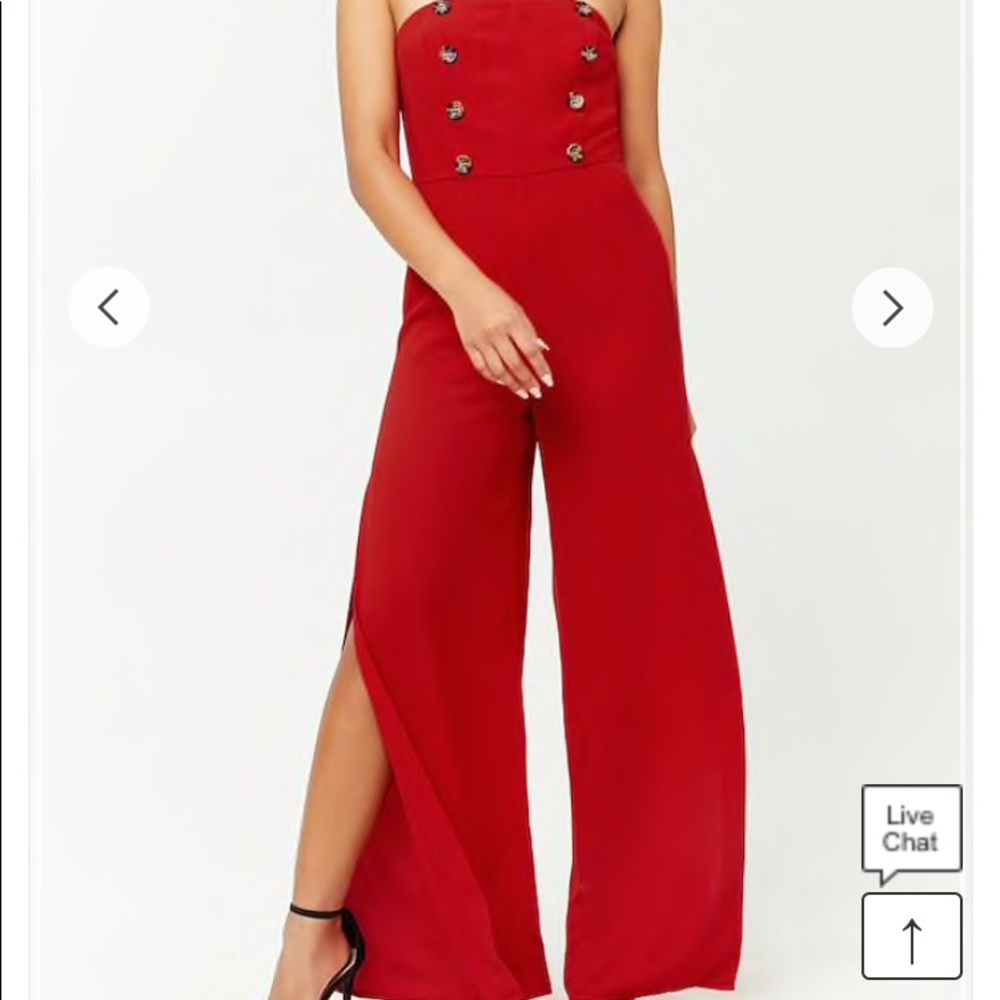 Red Buttoned Jumpsuit